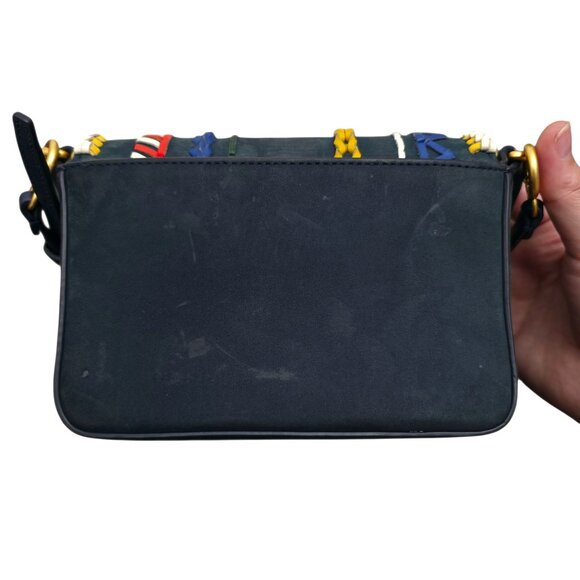 Tory Burch Kira Whipstitch Navy Suede Leather Mini Crossbody Shoulder Bag‎ - Picture 10 of 12